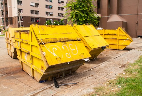 London streets with rubbish collection trucks