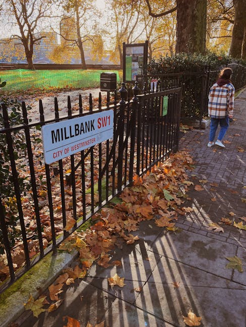 A white rectangular street sign with black and red text displaying the location as Buckingham Palace Road SW1 in Westminster. The sign is mounted on two silver metal posts and positioned on a pavement